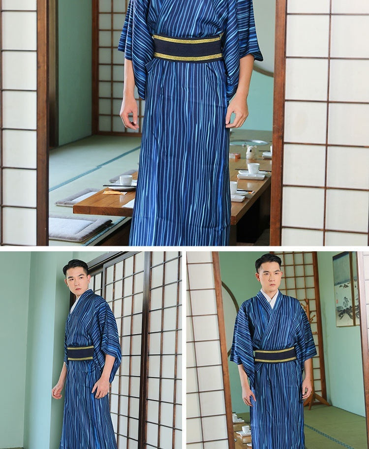 Men's Traditional Warrior Baby Rompers Striped Japanese Kimono Four Seasons